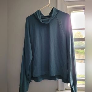 Cowl Neck Blue Lightweight Fitness Sweater